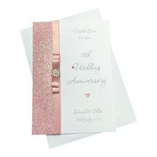 Load image into Gallery viewer, 5th Anniversary Card - Wood 5 Year Fifth Wedding Anniversary -14 Colour Coice - Luxury Bow
