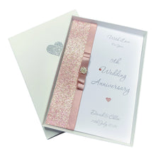 Load image into Gallery viewer, 5th Anniversary Card - Wood 5 Year Fifth Wedding Anniversary -14 Colour Coice - Luxury Bow
