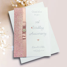 Load image into Gallery viewer, 5th Anniversary Card - Wood 5 Year Fifth Wedding Anniversary -14 Colour Coice - Luxury Bow
