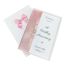 Load image into Gallery viewer, 5th Anniversary Card - Wood 5 Year Fifth Wedding Anniversary - 18 Colour Coice - Luxury Bow
