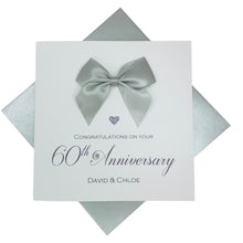 Load image into Gallery viewer, 60th Anniversary Card - Diamond 60 Year Wedding Anniversary Luxury Greeting Card Personalised - Regal Bow
