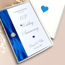 Load image into Gallery viewer, 65th Wedding Anniversary Card - Blue Sapphire 65 Year Sixty Fifth Anniversary Luxury Greeting Card Personalised
