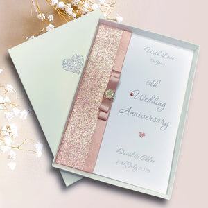 6th Anniversary Card - Iron 6 Year Sixth Wedding Anniversary -14 Colour Coice - Luxury Bow