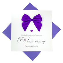 Load image into Gallery viewer, 6th Anniversary Card - Iron 6 Year Sixth Wedding Anniversary Luxury Greeting Card Personalised -  Regal Bow
