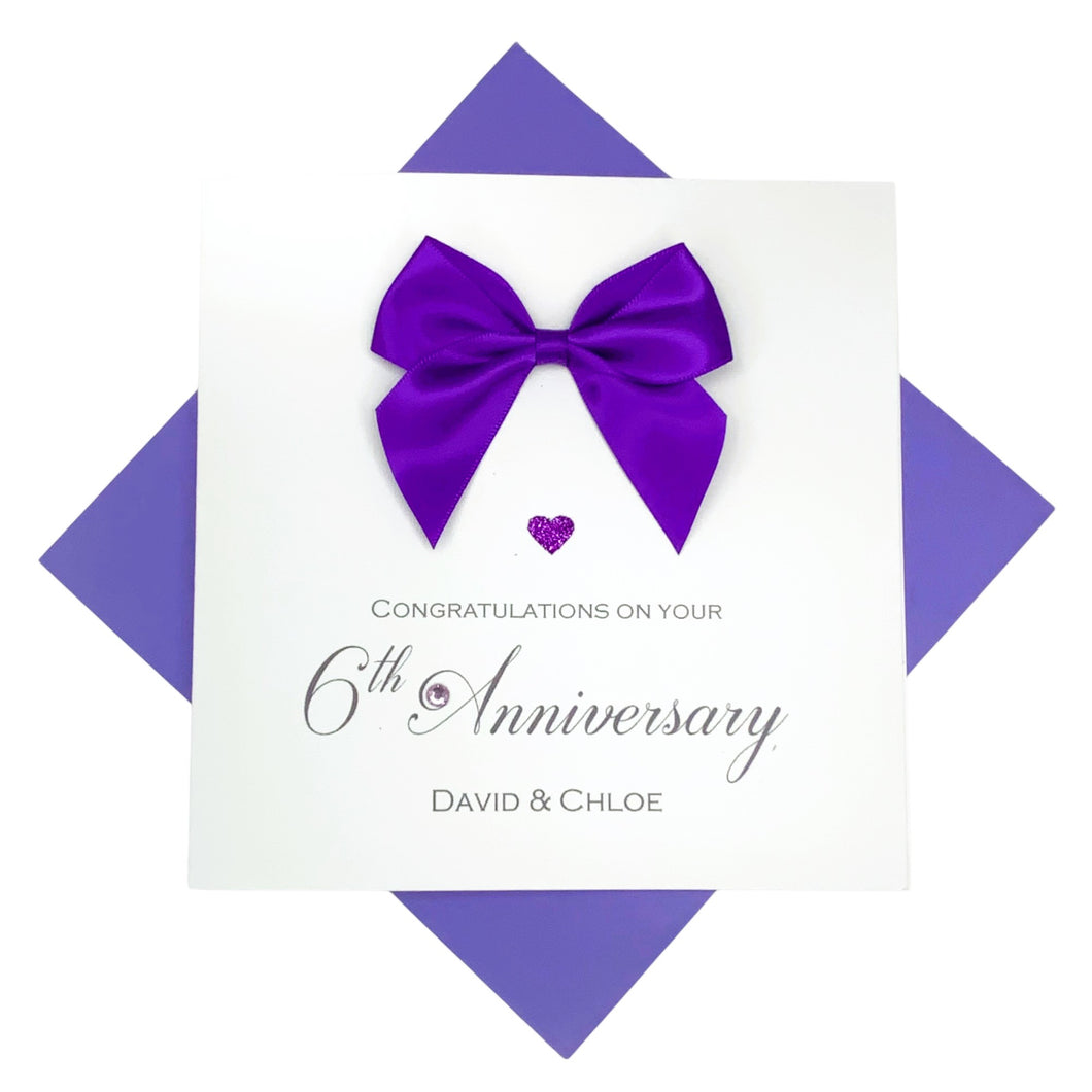 6th Anniversary Card - Iron 6 Year Sixth Wedding Anniversary Luxury Greeting Card Personalised -  Regal Bow