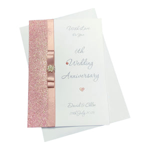 6th Anniversary Card - Iron 6 Year Sixth Wedding Anniversary -14 Colour Coice - Luxury Bow