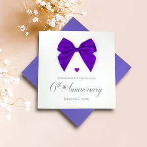 6th Anniversary Card - Iron 6 Year Sixth Wedding Anniversary Luxury Greeting Card Personalised -  Regal Bow
