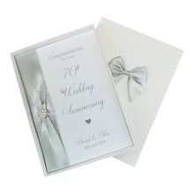 Load image into Gallery viewer, 70th Wedding Anniversary Card - Platinum 70 Year Seventieth Anniversary Luxury Greeting Card Personalised
