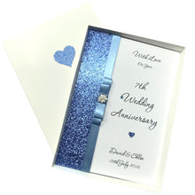 Load image into Gallery viewer, 7th Anniversary Card - Copper 7 Year Seventh Wedding Anniversary - 18 Colour Coice - Luxury Bow
