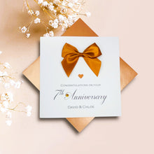 Load image into Gallery viewer, 7th Anniversary Card - Copper 7 Year Seventh Wedding Anniversary Luxury Greeting Card Personalised -  Regal Bow
