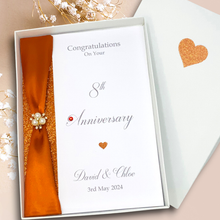 Load image into Gallery viewer, 8th Anniversary Card - Bronze 8 Year Eight Wedding Anniversary Luxury Greeting Card Personalised
