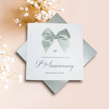 Load image into Gallery viewer, 9th Anniversary Card - Pottery 9 Year Ninth Wedding Anniversary Luxury Greeting Card Personalised -  Regal Bow

