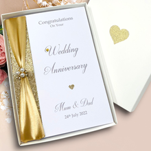 Load image into Gallery viewer, Mum and Dad Wedding Anniversary Card - Any Year Anniversary Luxury Greeting Card Personalised
