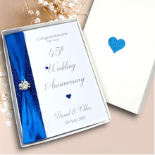 Load image into Gallery viewer, 45th Wedding Anniversary Card - Sapphire 45 Year Forty Fifth Anniversary Luxury Greeting Card Personalised
