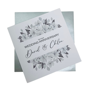 Wedding Anniversary Card - Husband Wife Luxury Greeting Personalised - Tulip