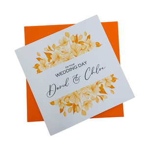 Wedding Day Card - Bride & Groom Luxury Greeting Personalised - Rose