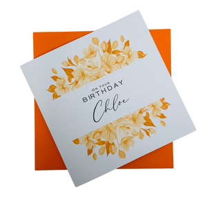 On Your Birthday Card - Personalised Luxury Greeting Card - Peony