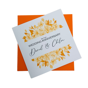 Wedding Anniversary Card - Husband Wife Luxury Greeting Personalised - Tulip