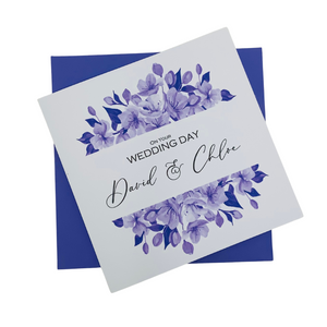 Wedding Day Card - Bride & Groom Luxury Greeting Personalised - Rose