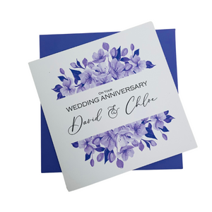 Wedding Anniversary Card - Husband Wife Luxury Greeting Personalised - Tulip