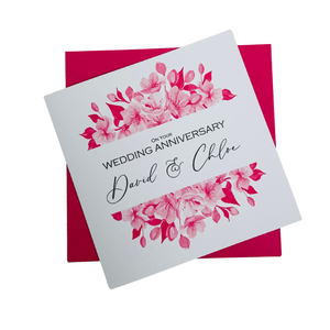 Wedding Anniversary Card - Husband Wife Luxury Greeting Personalised - Tulip