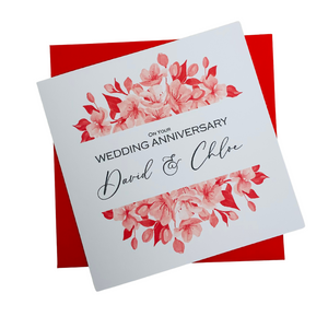 Wedding Anniversary Card - Husband Wife Luxury Greeting Personalised - Tulip