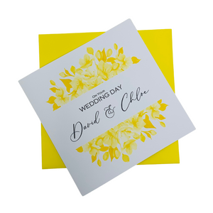 Wedding Day Card - Bride & Groom Luxury Greeting Personalised - Rose