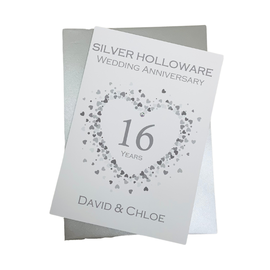 16th Wedding Anniversary Card Silver Holloware 16 Year Sixteenth