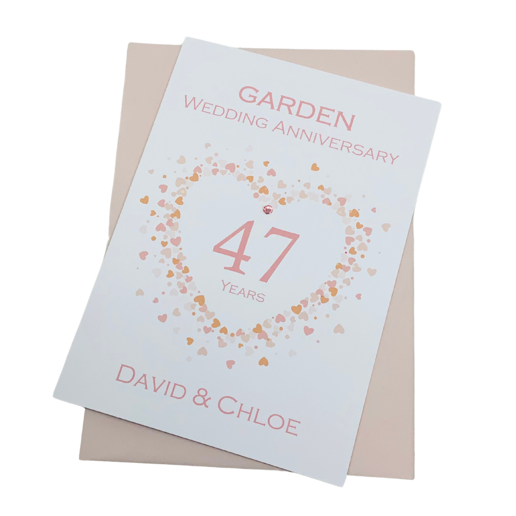 47th Wedding Anniversary Card - Garden 47 Year Forty Seventh Anniversary Luxury Greeting Personalised - Love Heart