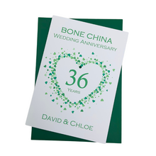 Load image into Gallery viewer, 36th Wedding Anniversary Card - Bone China 36 Year Thirty Sixth Anniversary Luxury Greeting Card, Personalised - Love Heart
