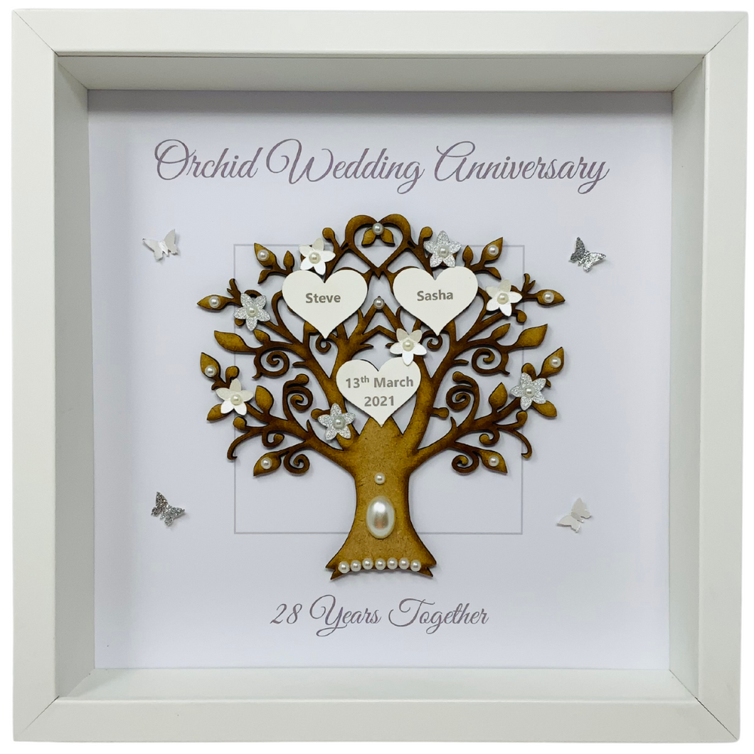 28th Orchid 28 Years Wedding Anniversary Frame - Message