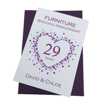 Load image into Gallery viewer, 29th Wedding Anniversary Card - Furniture 29 Year Twenty Ninth Anniversary Luxury Greeting Card, Personalised - Love Heart
