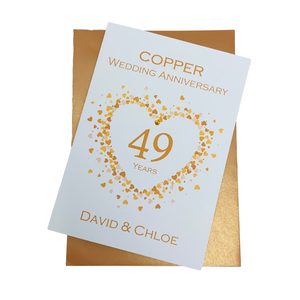49th Wedding Anniversary Card - Copper 49 Year Forty Ninth Anniversary Luxury Greeting Personalised - Love Heart