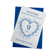 Load image into Gallery viewer, 9th Anniversary Card - Pottery 9 Year Ninth Wedding Anniversary Luxury Greeting Card Personalised - Love Heart
