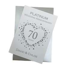 Load image into Gallery viewer, 70th Wedding Anniversary Card - Platinum 70 Year Seventieth Anniversary Luxury Greeting Card Personalised - Love Heart
