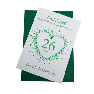 26th Wedding Anniversary Card - Picture 26 Year Twenty Sixth Anniversary Luxury Greeting Card, Personalised - Love Heart