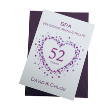 Load image into Gallery viewer, 52nd Wedding Anniversary Card - Bath Spa 52 Year Fifty Second Anniversary Luxury Greeting Personalised - Love Heart
