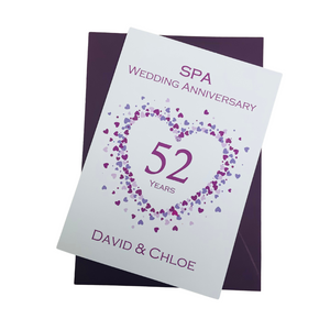 52nd Wedding Anniversary Card - Bath Spa 52 Year Fifty Second Anniversary Luxury Greeting Personalised - Love Heart