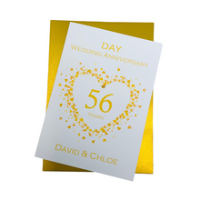 Load image into Gallery viewer, 56th Wedding Anniversary Card - Day 56 Year Fifty Sixth Anniversary Luxury Greeting Personalised - Love Heart
