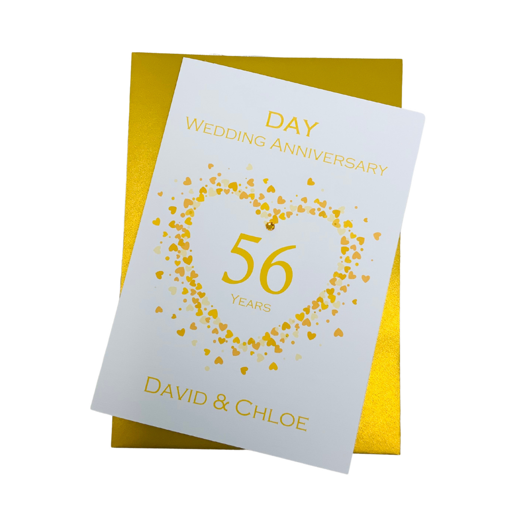 56th Wedding Anniversary Card - Day 56 Year Fifty Sixth Anniversary Luxury Greeting Personalised - Love Heart