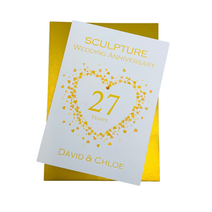 27th Wedding Anniversary Card - Sculpture 27 Year Twenty Seventh Anniversary Luxury Greeting Card Personalised - Love Heart