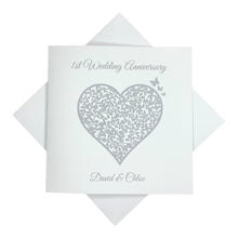 Load image into Gallery viewer, Any Year Wedding Anniversary Personalised Card - 1st, 2nd, 3rd, 4th, 5th etc - Vintage Heart
