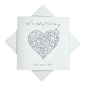 Any Year Wedding Anniversary Personalised Card - 1st, 2nd, 3rd, 4th, 5th etc - Vintage Heart