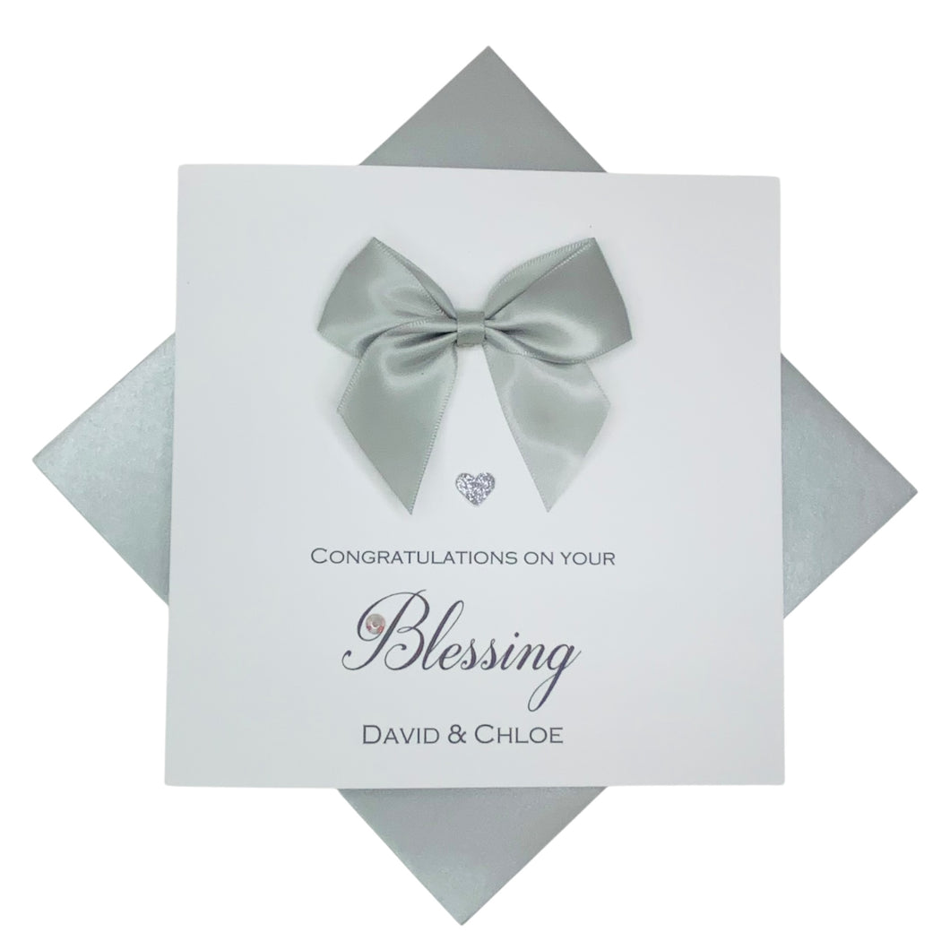 Wedding Blessing Card - Luxury Greeting Card Personalised - Regal Bow