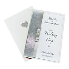 Load image into Gallery viewer, Daughter &amp; Son-in-Law Wedding Day Card - Bride &amp; Groom Luxury Greeting Personalised Bow - 18 Colours
