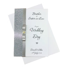 Load image into Gallery viewer, Daughter &amp; Son-in-Law Wedding Day Card - Bride &amp; Groom Luxury Greeting Personalised Bow - 18 Colours
