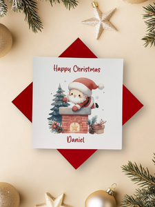 Personalised Christmas Card - Greeting Card Personalised - Chimney Santa