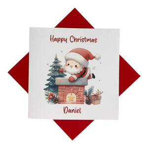 Personalised Christmas Card - Greeting Card Personalised - Chimney Santa