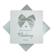 Load image into Gallery viewer, Personalised Christening Card - Baptism, Naming Day Etc - Regal Bow
