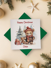 Load image into Gallery viewer, Personalised Christmas Card - Greeting Card Personalised - Christmas Teddy
